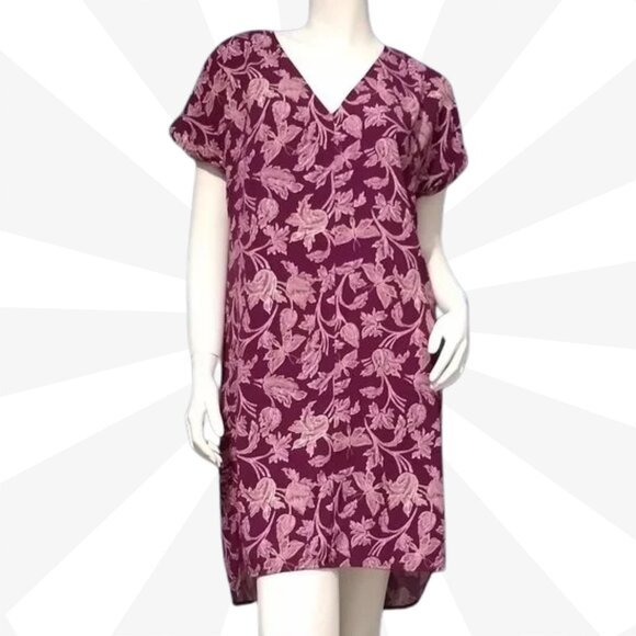 A.n.d Eawy Asymmetric V Neck Floral Knee Length Pullover Shift Knit Dress Size S - Picture 1 of 6